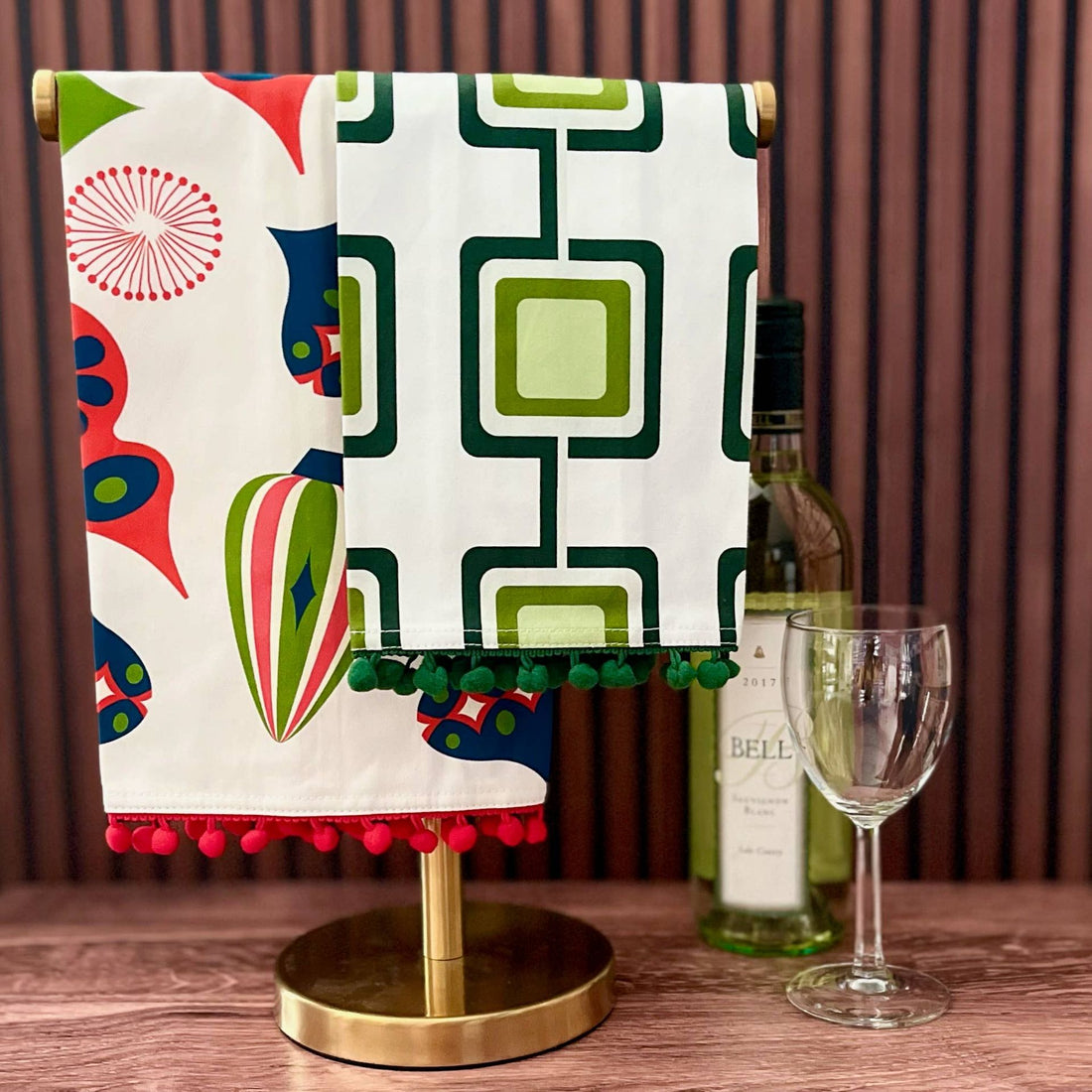 Retro Square Green Mid Century Modern Bar Kitchen Tea Towel