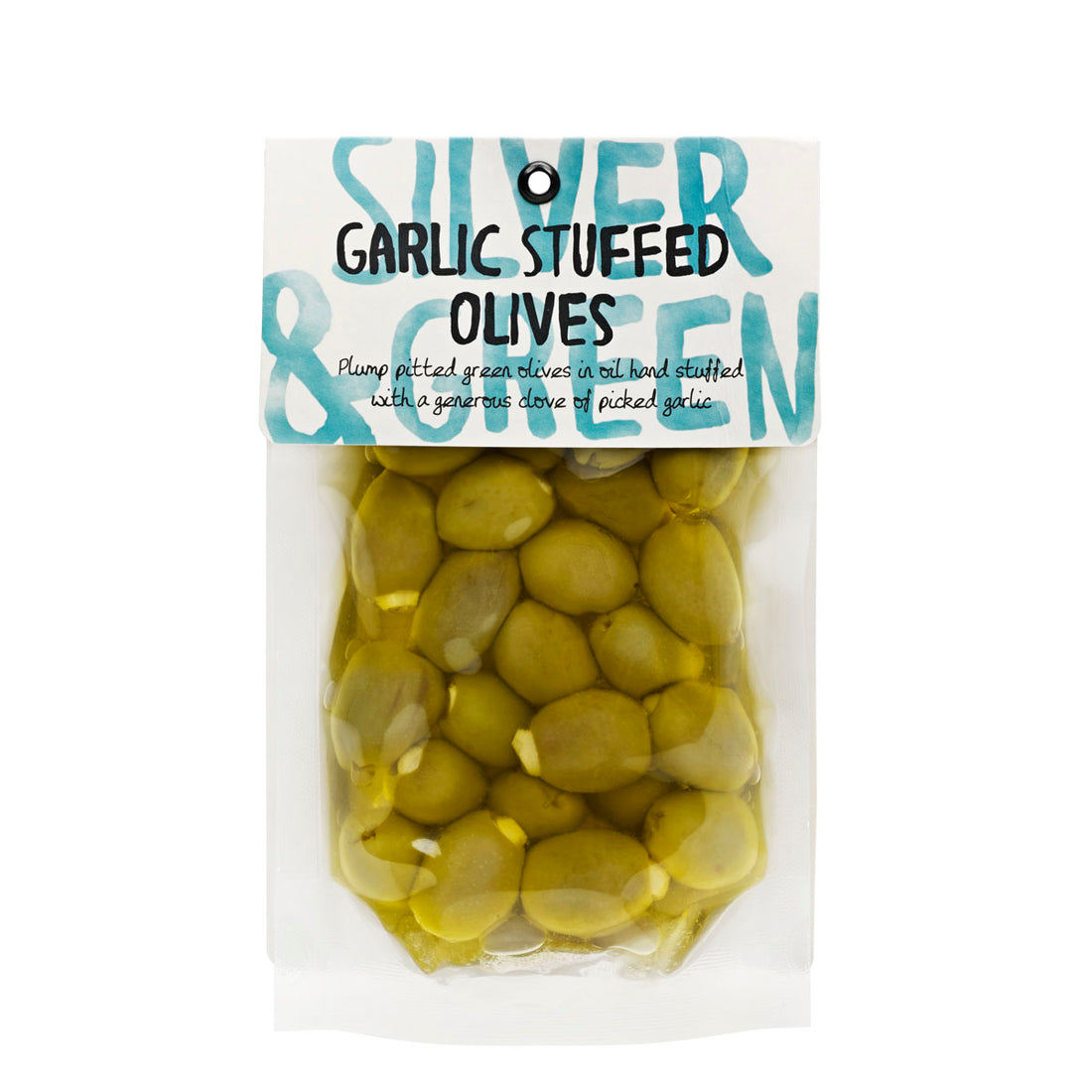 SIlver & Green Olives - Garlic Stuffed