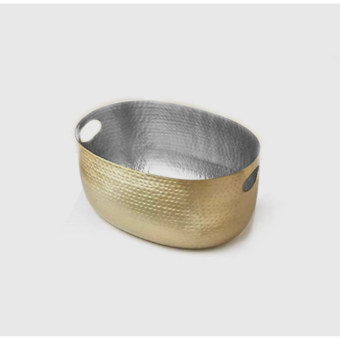 Small Gold Oval Tub with Hand Hammered Handles