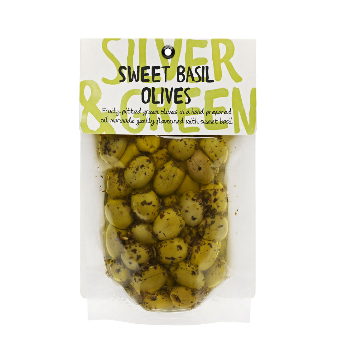 Silver & Green Olives - Sweet Basil