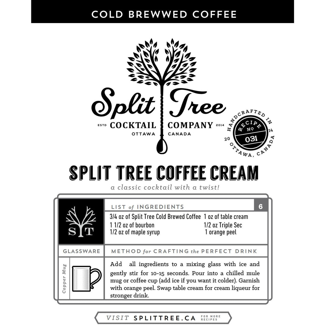 Split Tree Cocktail Co. Cold Brewed Coffee