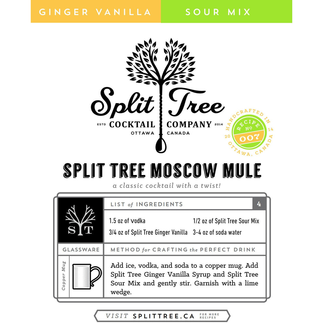 Split Tree Cocktail Co. Ginger Vanilla Cordial