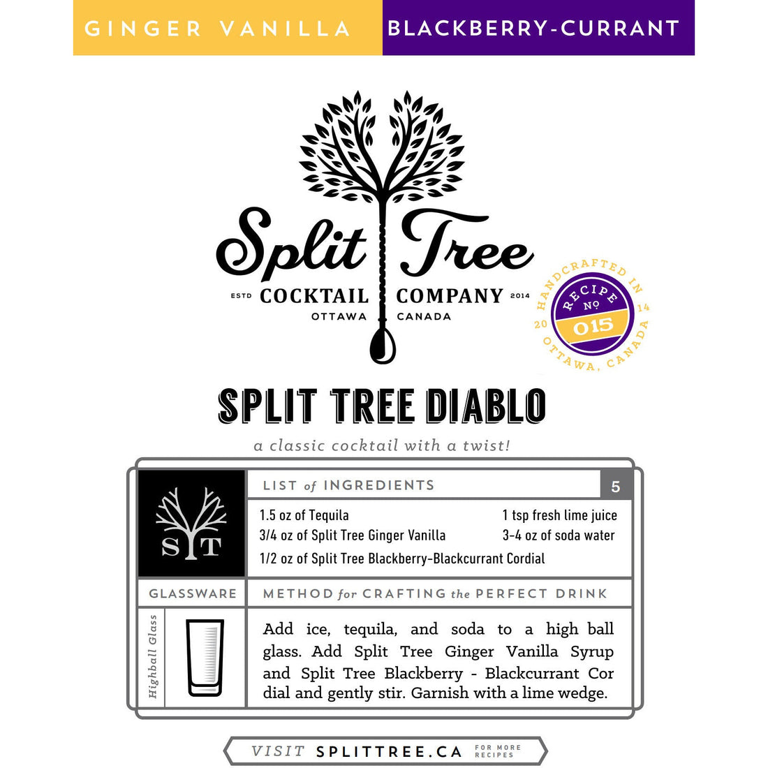Split Tree Cocktail Co. Ginger Vanilla Cordial