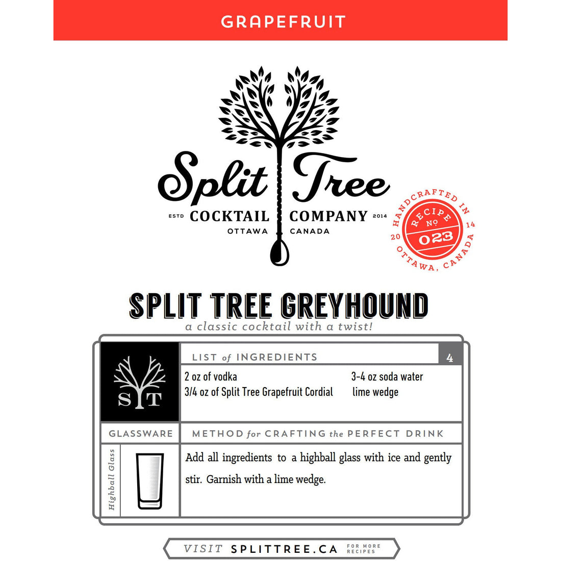 Split Tree Cocktail Co. Grapefruit Cordial