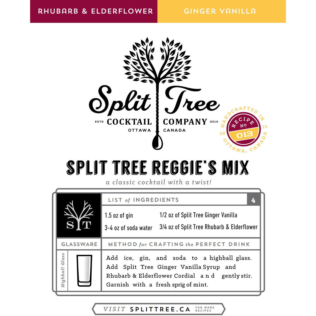 Split Tree Cocktail Co. Ginger Vanilla Cordial