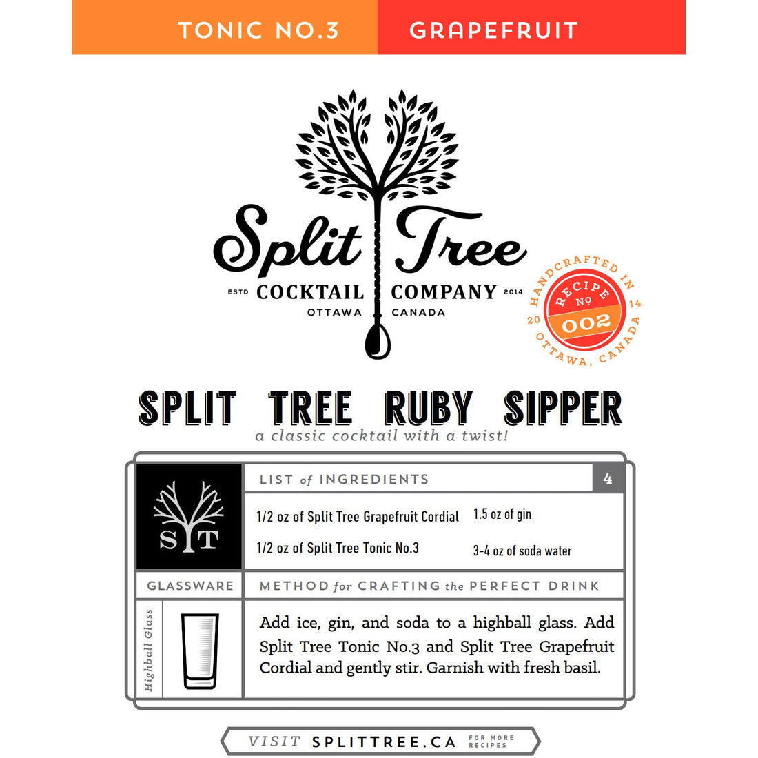 Split Tree Cocktail Co. Grapefruit Cordial