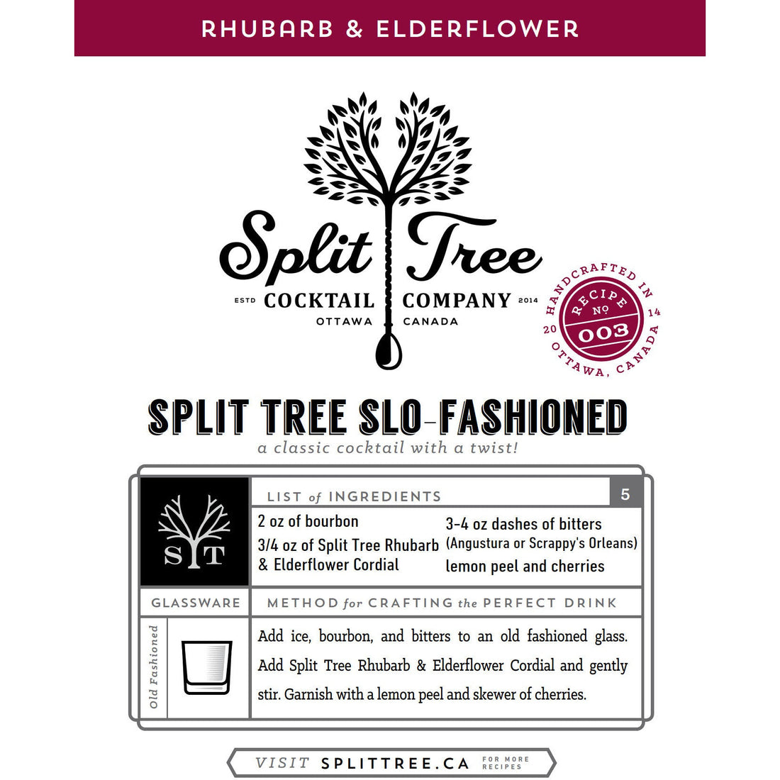 Split Tree Cocktail Co. Rhubarb & Elderflower Cordial