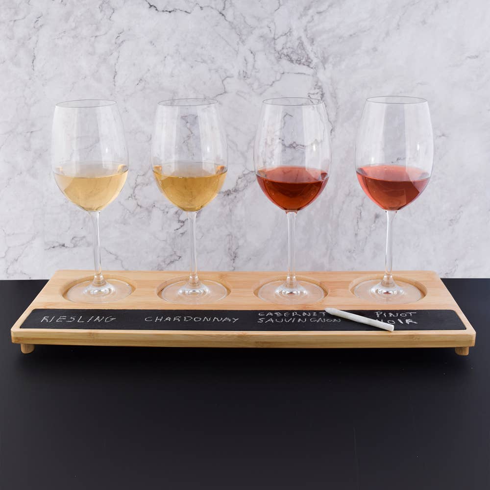 Cuisivin - Wooden Tasting Flight Board with Slate