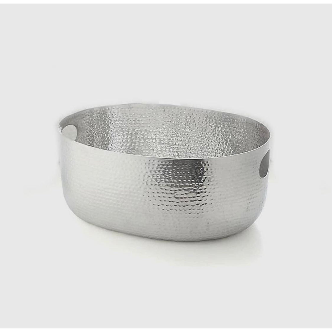 Small Silver Oval Tub with Hand Hammered Aluminum Handle