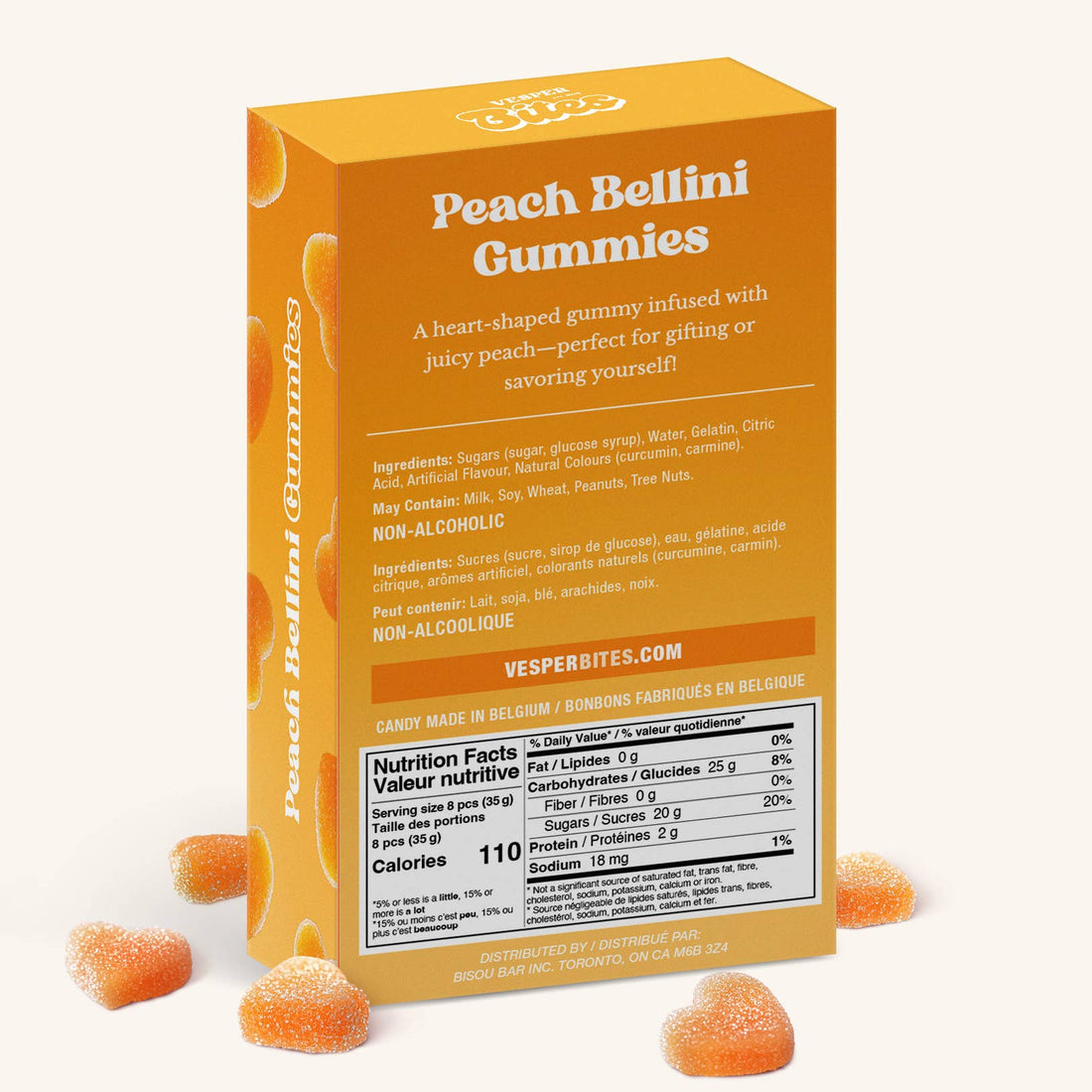 Vesper Bites - Peach Bellini Gummies Gourmet Candy (Alcohol-Free!)