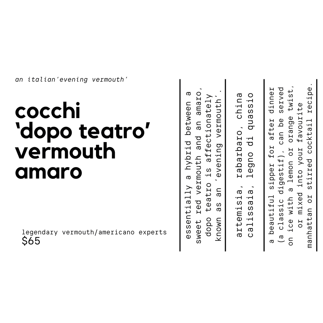 Cocchi 'Dopo Teatro' Vermouth Amaro