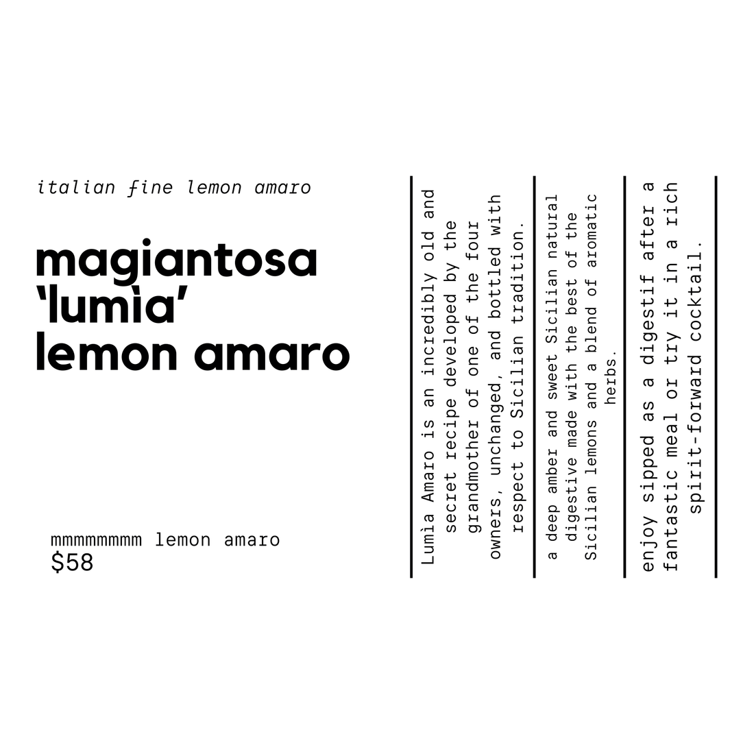 Magiantosa 'Lumìa' Lemon Amaro