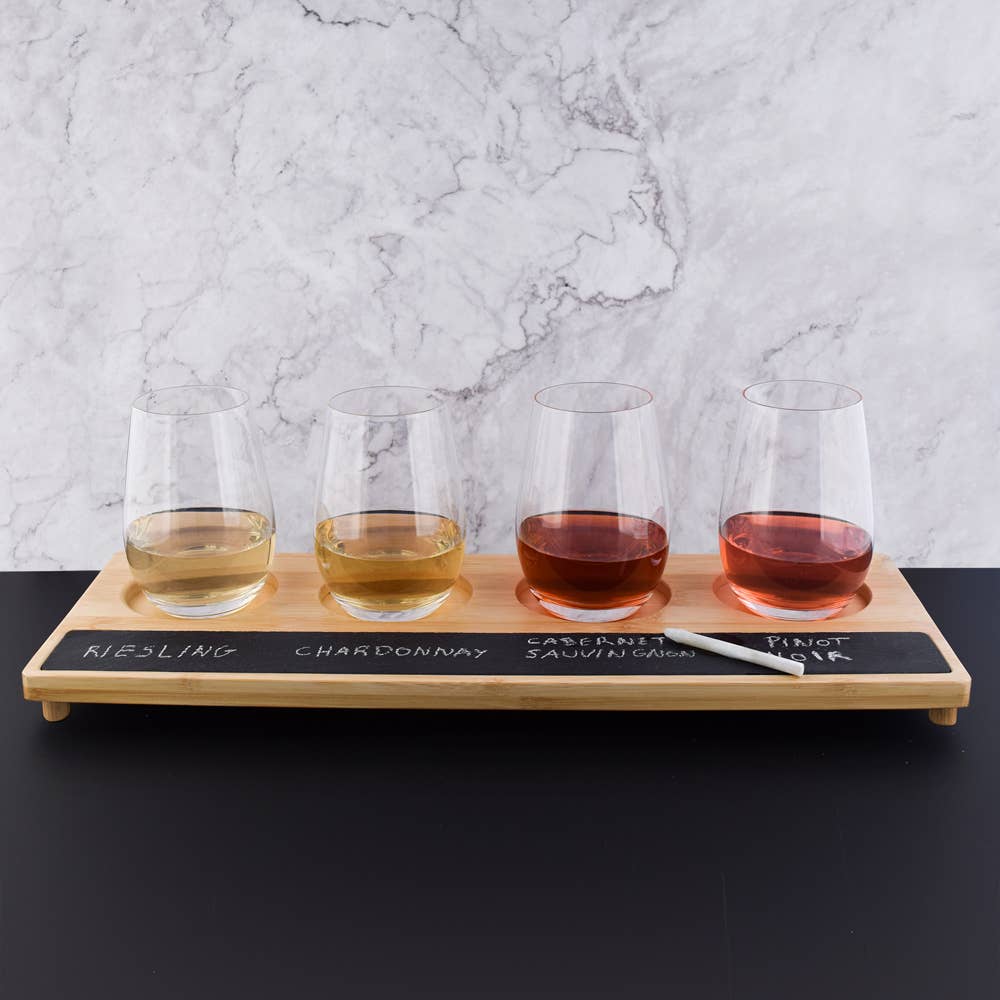 Cuisivin - Wooden Tasting Flight Board with Slate