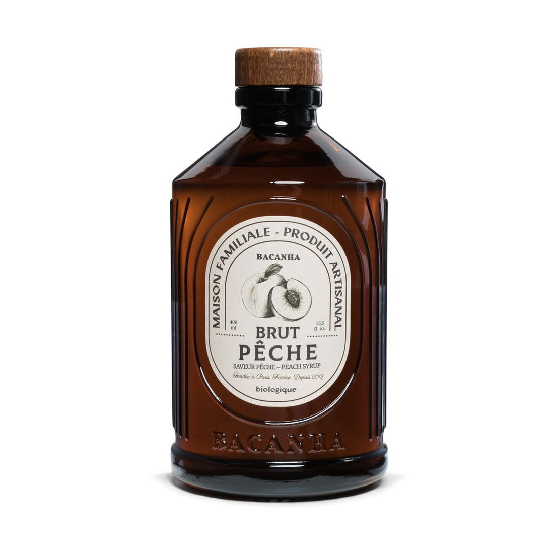 Bacanha Maison Familiale Raw Peach Syrup - Organic - 400ml - 13,5 fl. oz.