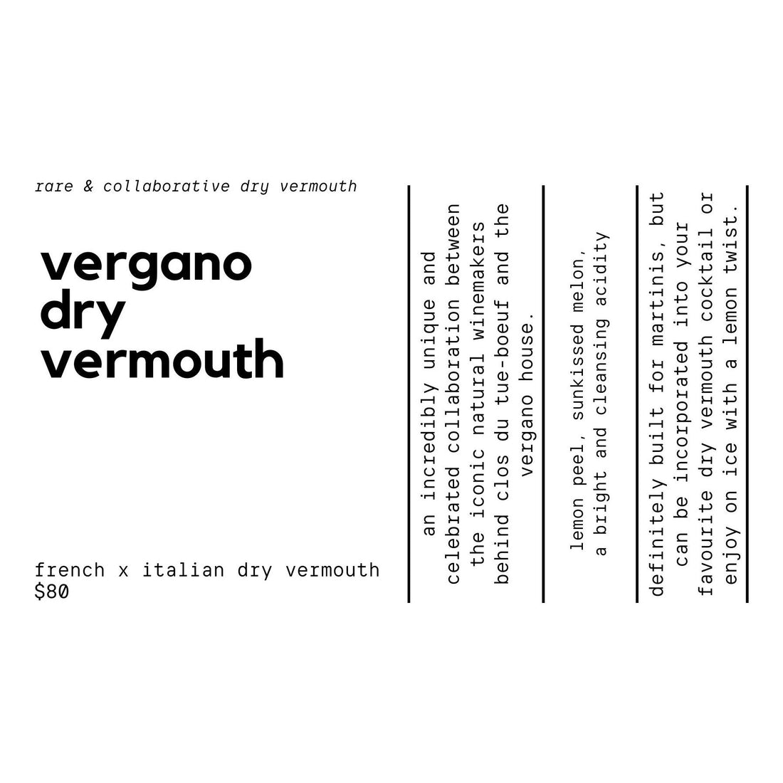 Vergano Dry Vermouth (Clos du Tue-Boeuf Collaboration)