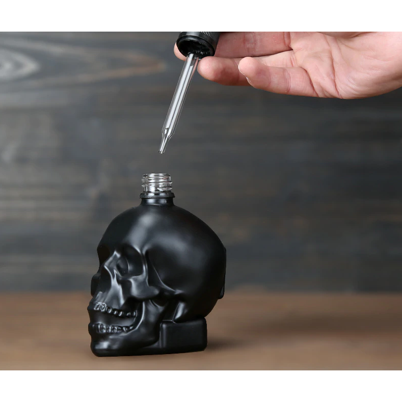 Black Skull Glass Bitters Dropper Bottle 120ml